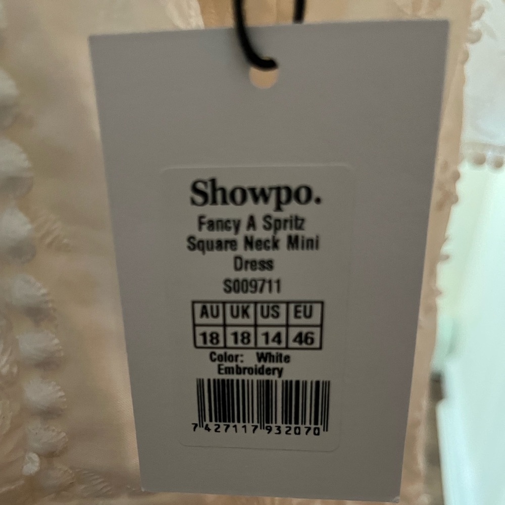 NWT SHOWPO Fancy A Spritz Square Neck Mini Dress in White Embroidery - Picture 7 of 8